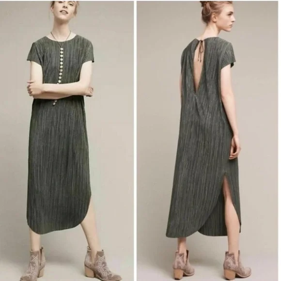 Anthropologie Sabina Musayev Renaissance Crepe Satin Midi Dress Sz XSP EUC 91 - Picture 3 of 12